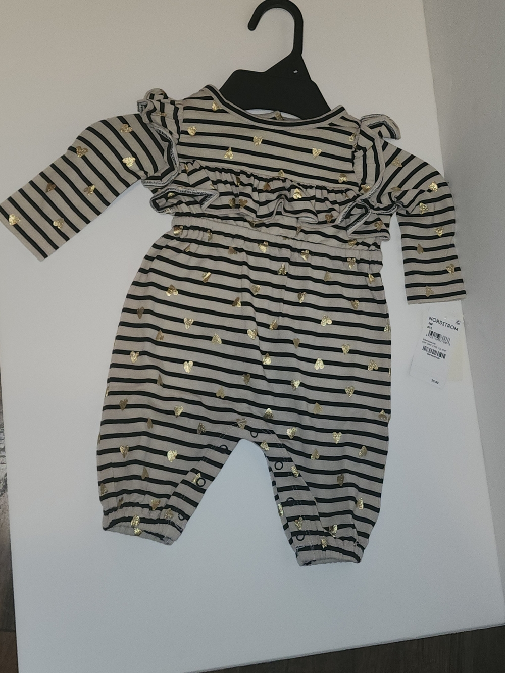 Baby girl's 3 Month long-sleeve ruffled romper from the brand Tucker + Tate